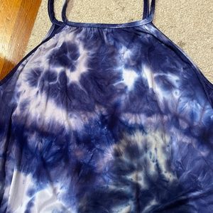 Blue tie for long ankle dress